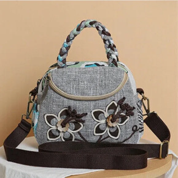 Boho Crossbody Bag Stylish Flower Design - Picture 2 of 13